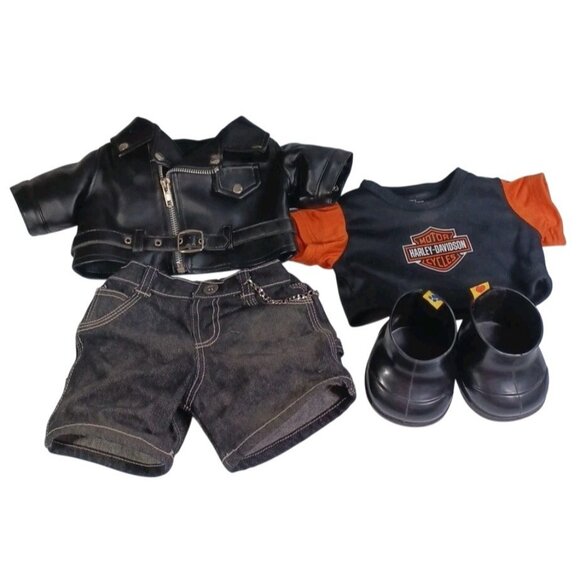 Build-A-Bear Workshop Other - Complete Build A Bear Harley Davidson Outfit Leather Jacket Jeans Shirt Boots